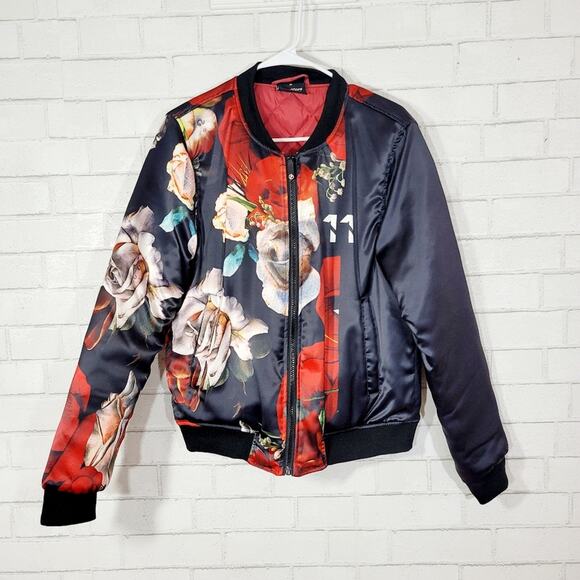 Fresh Hoodz Mens Antique Floral Bomber Jacket - Picture 4 of 14